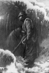 Wachdienst an einem kleinen Posten, Erster Weltkrieg, Januar 1917