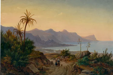 Südliche Küstenlandschaft mit Palmen, 1844