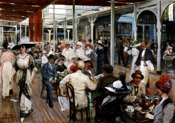 Die Terrasse eines Cafés, Mar del Plata, Argentinien, 1912