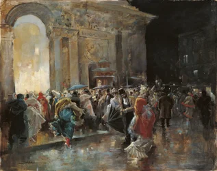 Ankunft im Theater in der Nacht eines Maskenballs