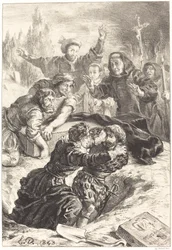 Hamlet und Laertes im Grab von Ophelia, Akt V, Szene I