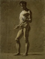 Stehender akademischer männlicher Akt (recto); Skizze des Oberarms (verso)