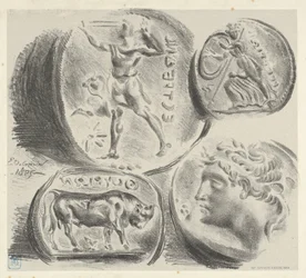 Studien von vier griechischen Münzen, 1825