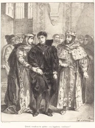 Die Königin versucht Hamlet zu trösten (Akt I, Szene II)