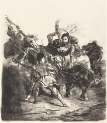 Weislingen angegriffen von den Truppen von Goetz, 1836