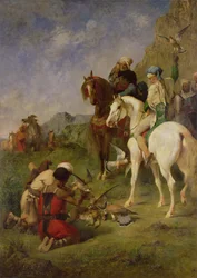 Eine Falkenjagd in Algerien: Die Beute, vor 1863