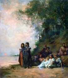 Ägyptische Frauen am Wasser, 19. Jahrhundert