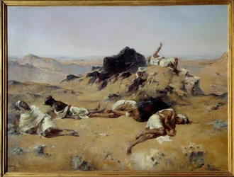 Wüste. Verdurstende Männer