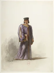 Henry VIII - Kostümentwürfe - Lacoste - 32. Schreiber im Doktorkostüm