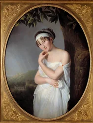 Porträt von Madame Juliette Récamier (1777-1849), geborene Jeanne-Françoise Bernard. Gemälde von Eulalie Morin (1765-1837) 1799