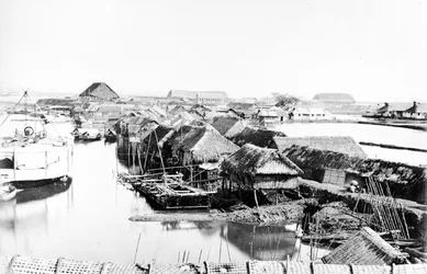 Einheimische Häuser, Saigon, um 1870er