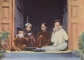 Mahlzeit einer annamitischen Familie