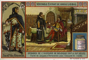 Abschluss eines Vertrags zwischen Jacob van Artevelde aus Gent und König Eduard III. von England, 1339