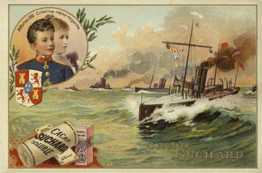 Alfons XIII. von Spanien und seine Mutter, Maria Christina von Österreich, Spanisch-Amerikanischer Krieg, 1898