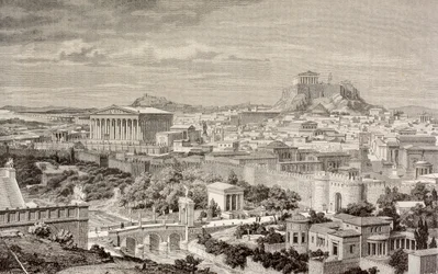 Künstlerische Darstellung von Athen zur Zeit des Kaisers Hadrian, aus 