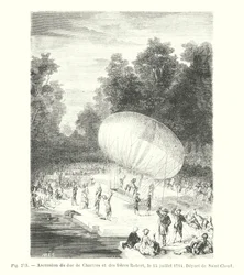 Aufstieg des Herzogs von Chartres und der Brüder Robert am 15. Juli 1784, Abfahrt von Saint-Cloud