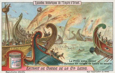 Byzanz im Rückzug vor den Arabern, Liebig-Karte, frühes 20. Jahrhundert