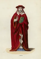 Kardinal (farbige Gravur)