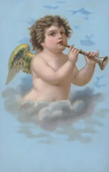 Cherub spielt Trompete
