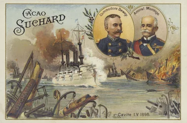 Commodore George Dewey und Admiral Patricio Montojo, Schlacht in der Bucht von Manila, Spanisch-Amerikanischer Krieg, 1. Mai 1898