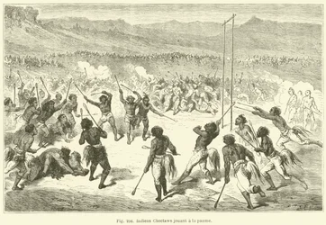 Choctaw-Indianer spielen Ball (Stich)