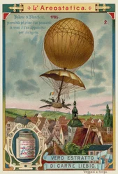 Jean-Pierre Blanchard macht den ersten Abstieg von einem Ballon mit einem Fallschirm, 1785