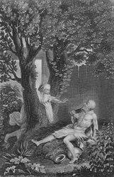 Hiob tadelt seine Frau (Gravur)