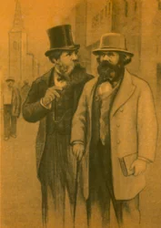 Karl Marx und Friedrich Engels, deutsche kommunistische Philosophen und Ökonomen