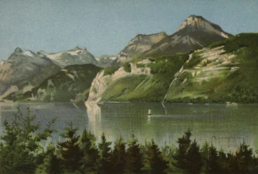 Vierwaldstättersee: Axenstein (Farblithografie)
