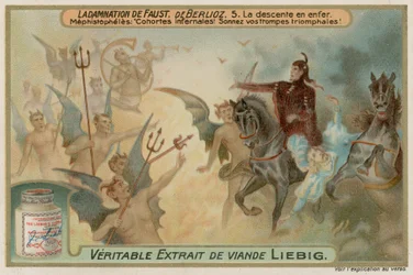 Mephistopheles kommt mit Faust in der Hölle an