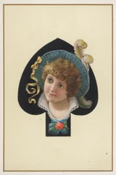 Porträt eines Mädchens auf einer Spielkarte