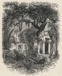 Ruinen der Gärten des großen Moguls (Gravur)