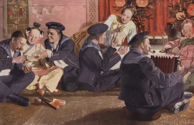 Matrosen in einem chinesischen Teehaus