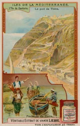 Santorini: Der Hafen und Fischer von Thira