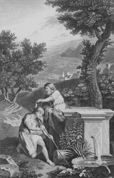 Saul gesalbt von Samuel (Gravur)