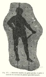 Statuette aus Guttapercha, bereit zur Aufnahme des Platinskeletts, Verfahren Lenoir