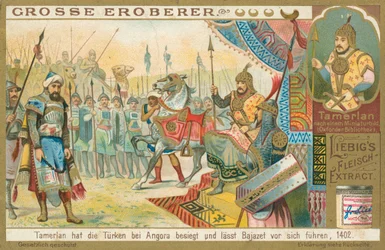 Tamburlaine erobert Bajazeth, Liebig-Karte, frühes 20. Jahrhundert