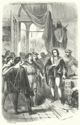 Die Bevölkerung von Gent bittet Philip van Artevelde, ihre Rebellion gegen Ludwig II., Graf von Flandern, zu führen