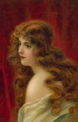 Frau mit langen roten Haaren