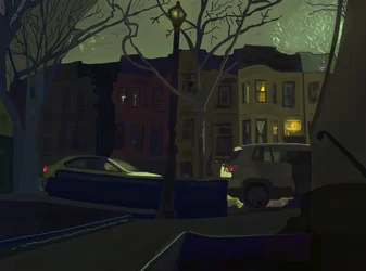 6 Uhr morgens Südseite der Straße, Prospect Park