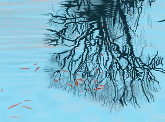 Koi und Baumzweige