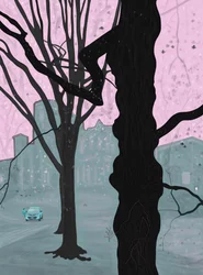 Alter Baum, Altes Haus und Auto