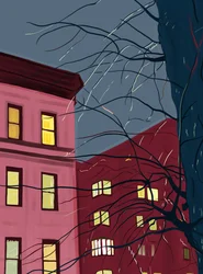 Eichhörnchen auf Baum an regnerischem Abend