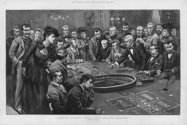 Glücksspiel an einem Roulettetisch im Casino von Monte Carlo, Monaco