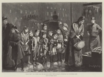 Was übrig bleibt; oder, Krümel vom Tisch des Reichen, Skizze vor einem Fischhändler- und Geflügelhändlerladen