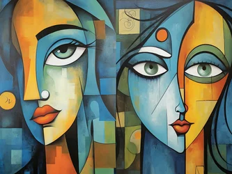 Schönes Mädchen im Kubismus-Stil