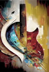 Abstrakte Musik-Ölmalerei: Gitarre