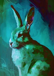 Kaninchenmalerei mit hellem Hintergrund, inspiriert von van Gogh