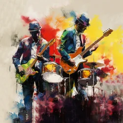Rock- und Jazzmusiker-Band spielt Gitarre, Pinselgemälde, Wandkunst-Drucke