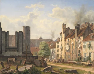 Ansicht des Marmorsplatzes mit den Ruinen der unvollendeten Frederikskirche